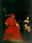 Paul Delaroche Joan of Arc is interrogated by The Cardinal of Winchester in her prison. France oil painting artist